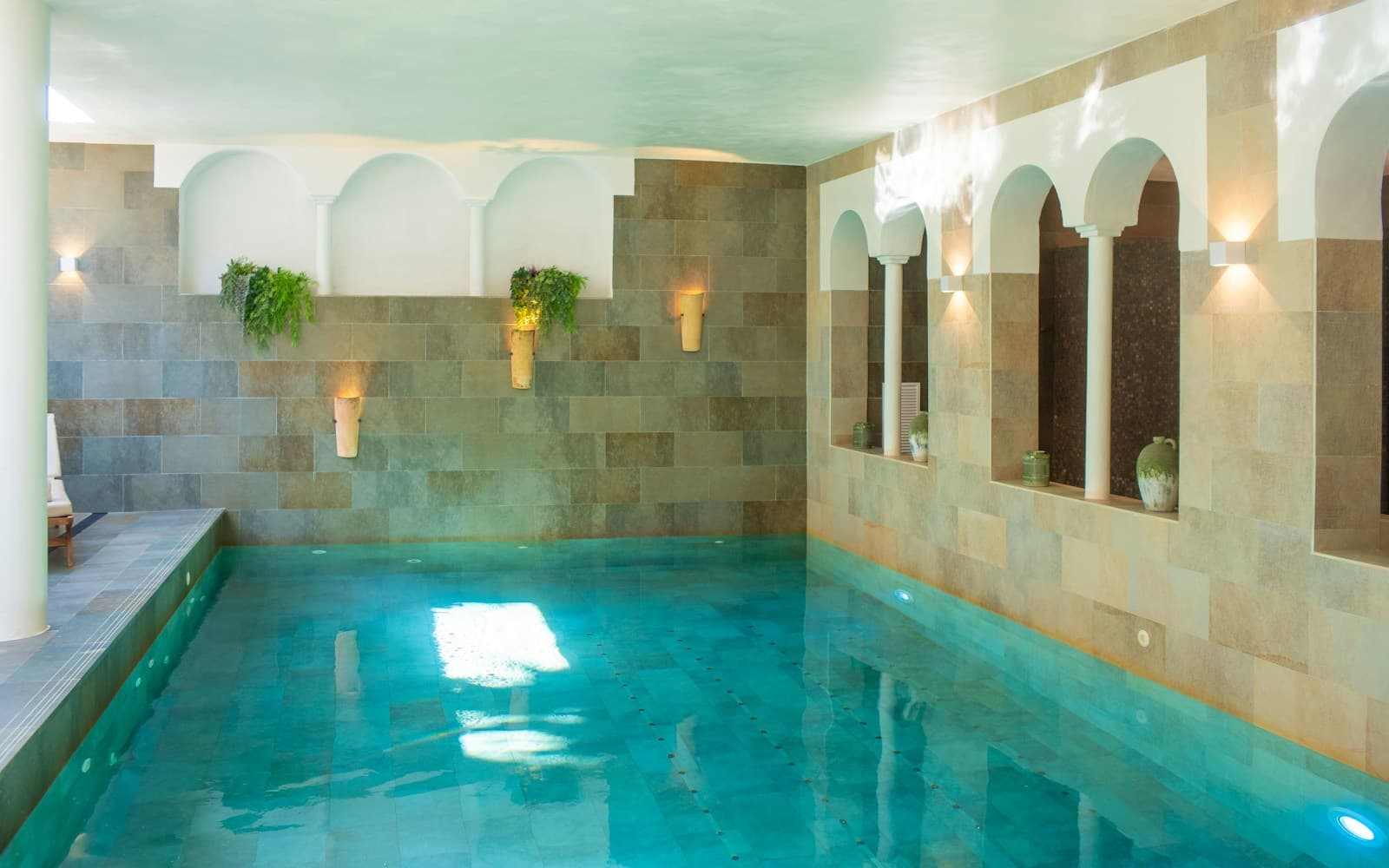 Calm spa interior with soft lighting