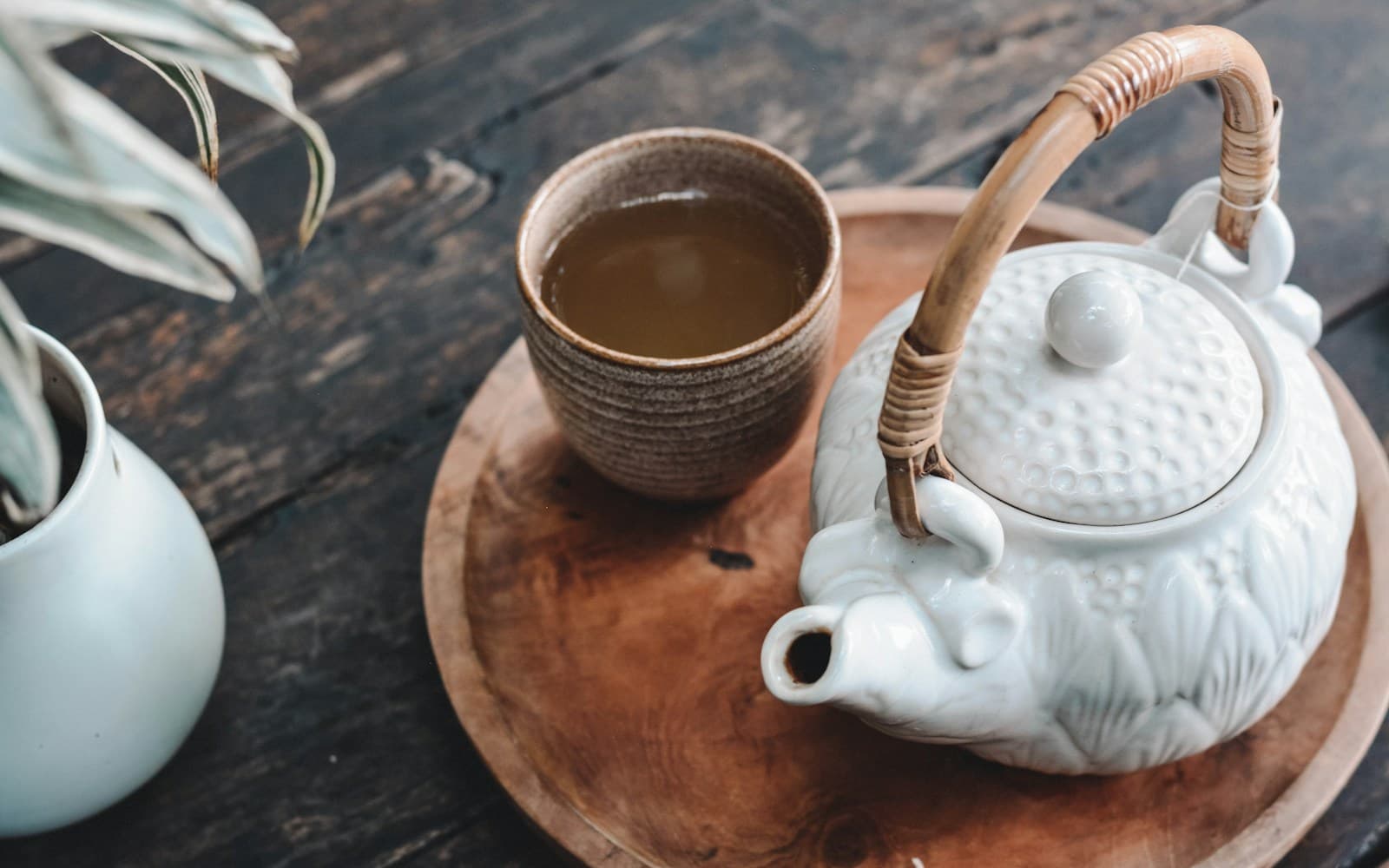 Tea ritual with wellness accessories