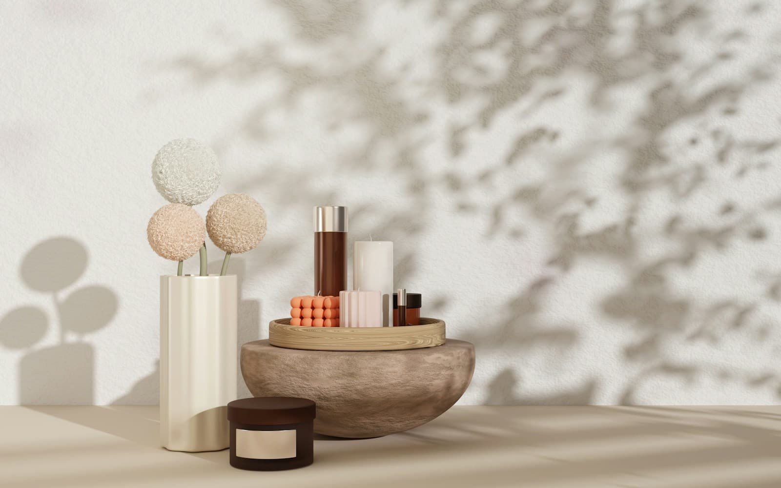 Minimal wellness products arranged on a table